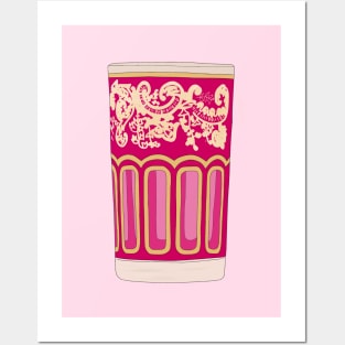 Pink Moroccan Tea Cup - ATAY Cup - Traditional Moroccan Tea Cup Posters and Art